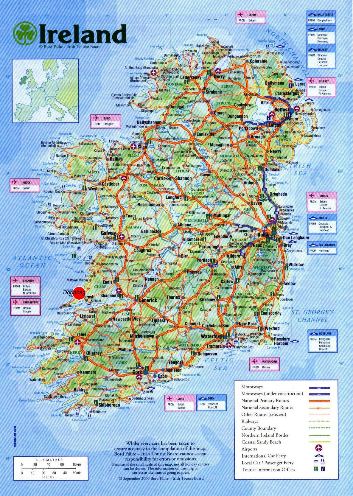 Irland Sehenswürdigkeiten Karte Karte von Irland die touristischen