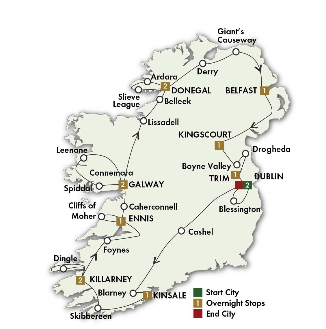 Karte von best road map of ireland
