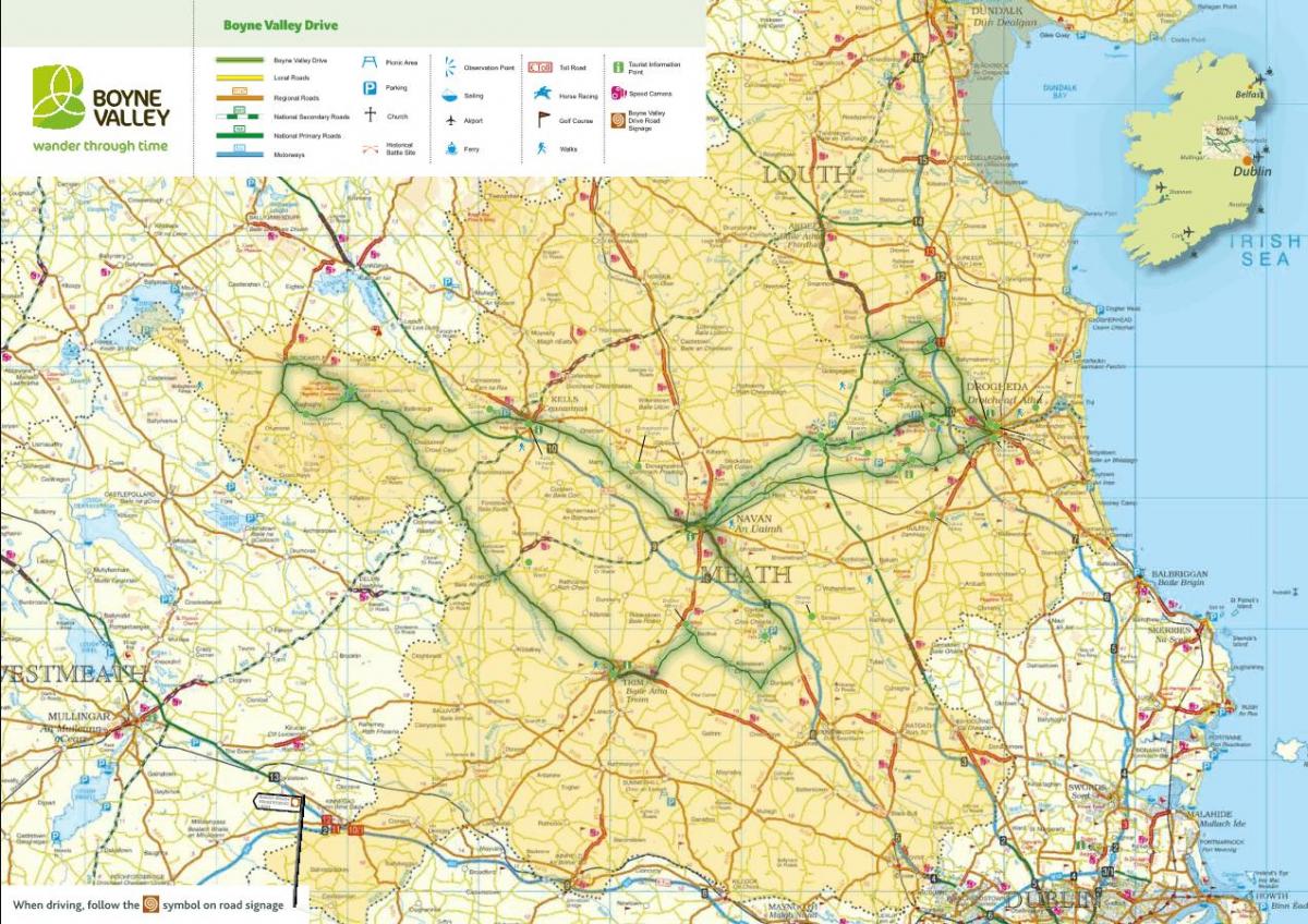 Karte von boyne valley, Irland