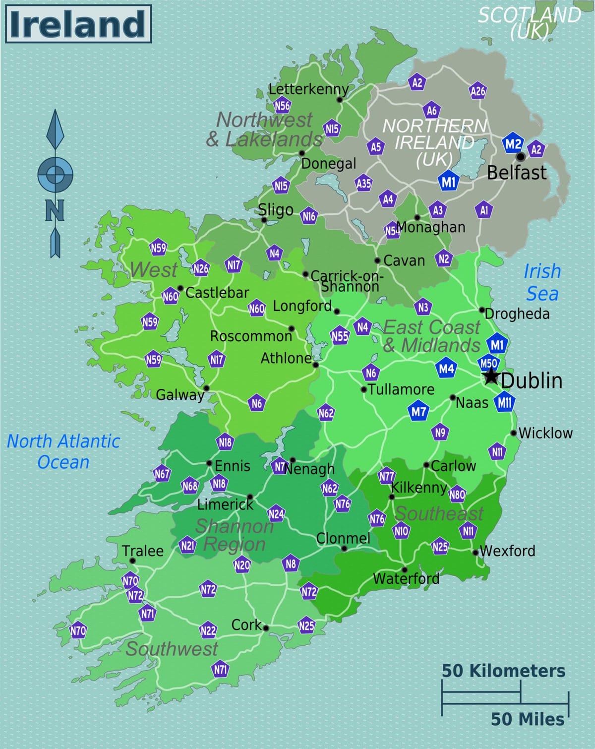 Karte von bunte Karte von Irland