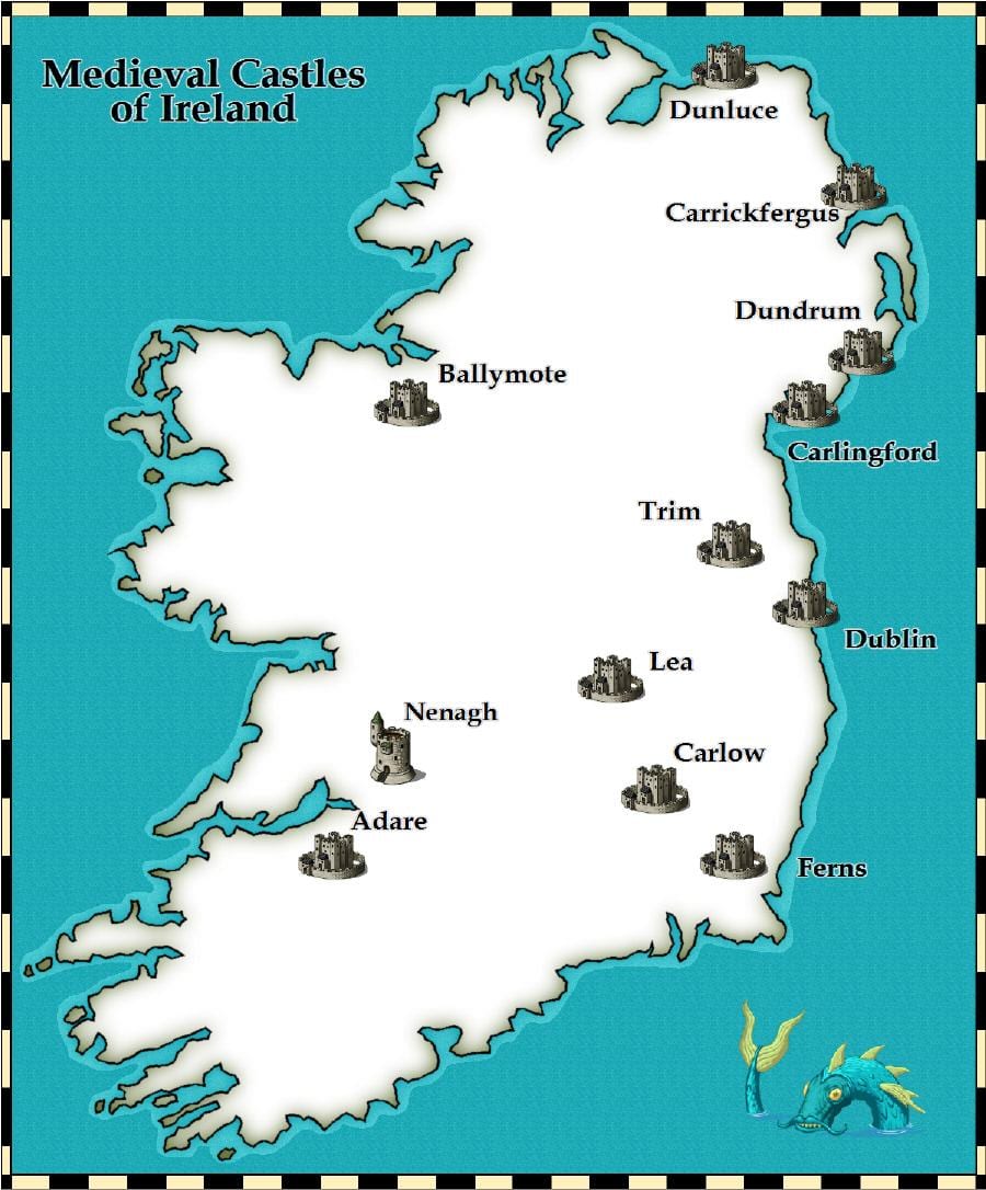 Karte der Burgen in Irland