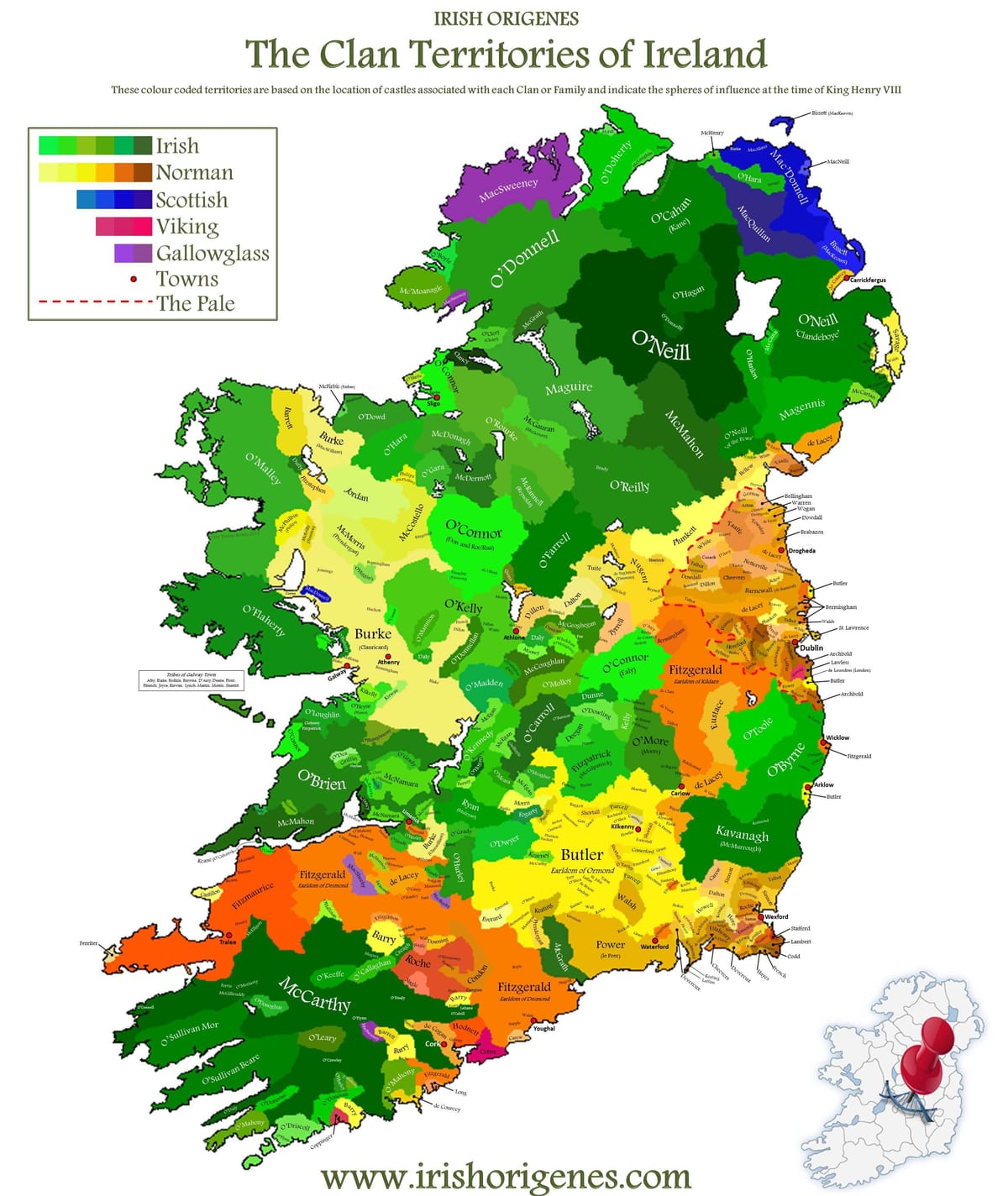 Karte der clan-Karte von Irland