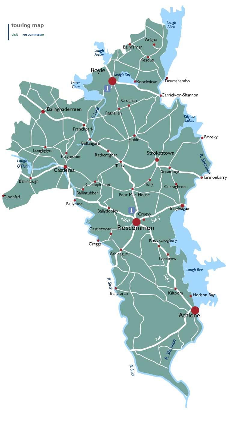 Karte von Grafschaft roscommon Irland