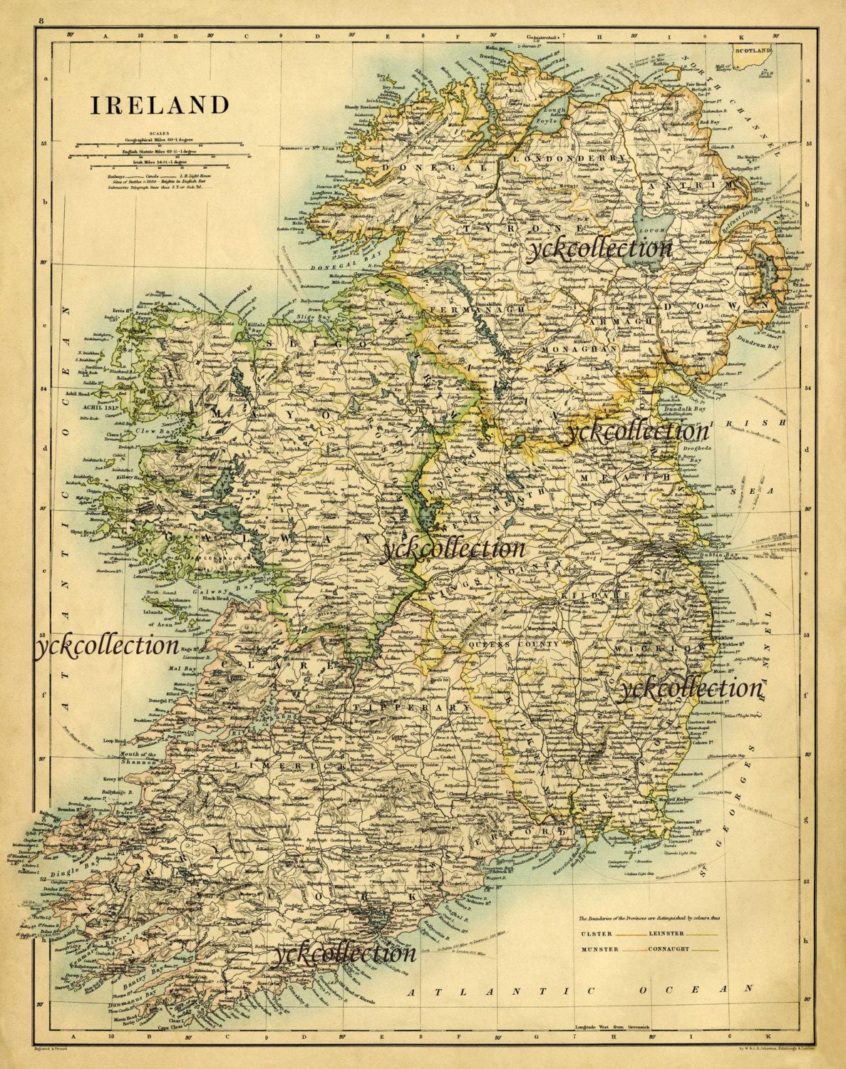 Antike Karte von Irland