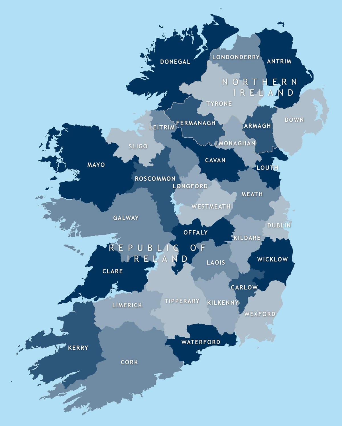 Karte von bearbeitbaren Karte von Irland