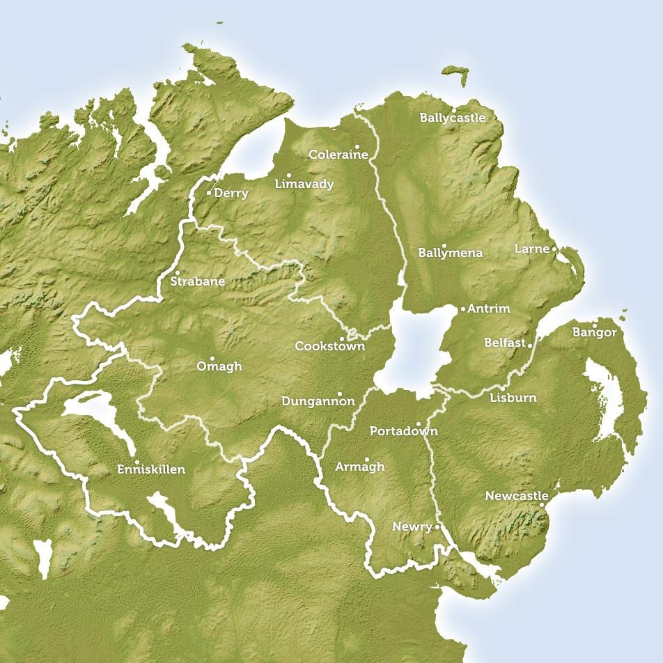 Karte der Flüsse in Nord-Irland