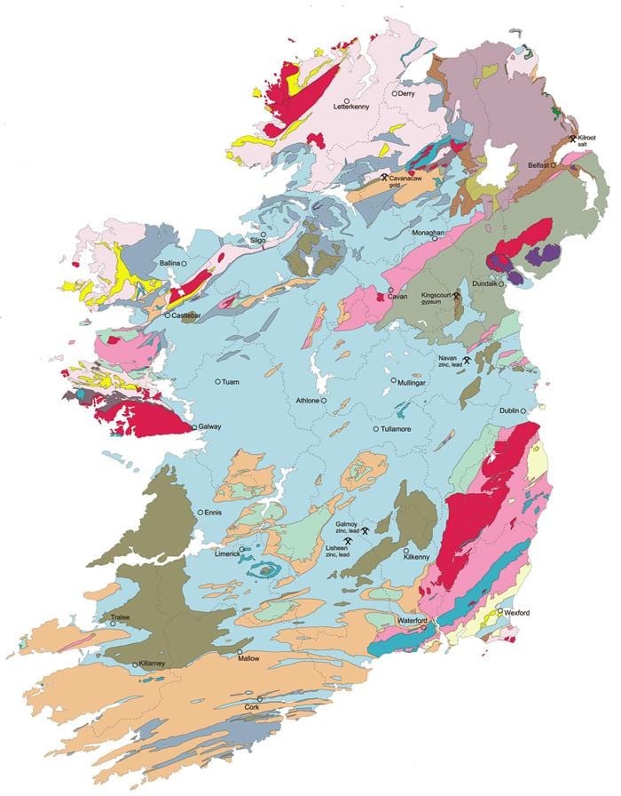 Karte der geologischen Karte von Irland