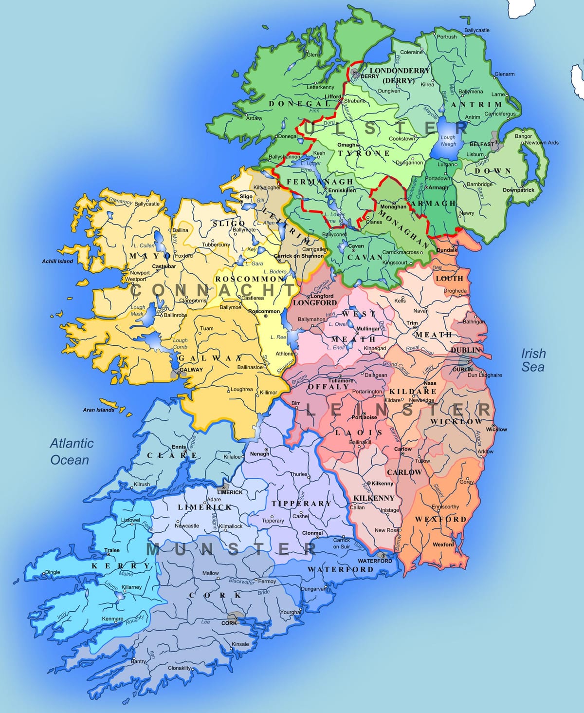 große, detaillierte Karte von Irland
