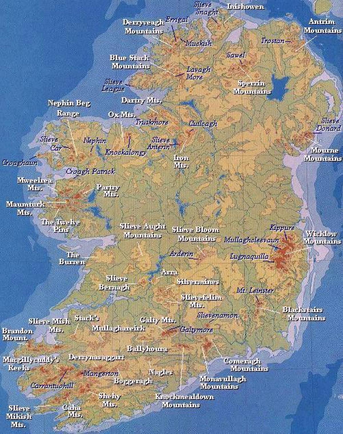 Irland Gebirge Map Karte Von Irland Gebirge Nord Europe Europe