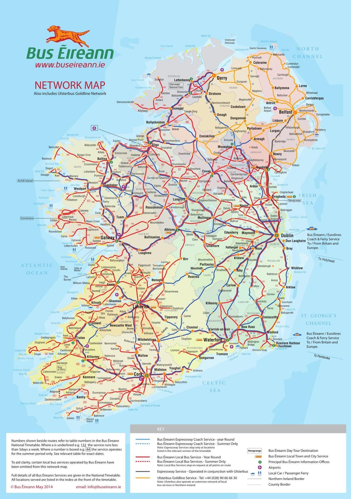 Irland-bus-Routen Karte