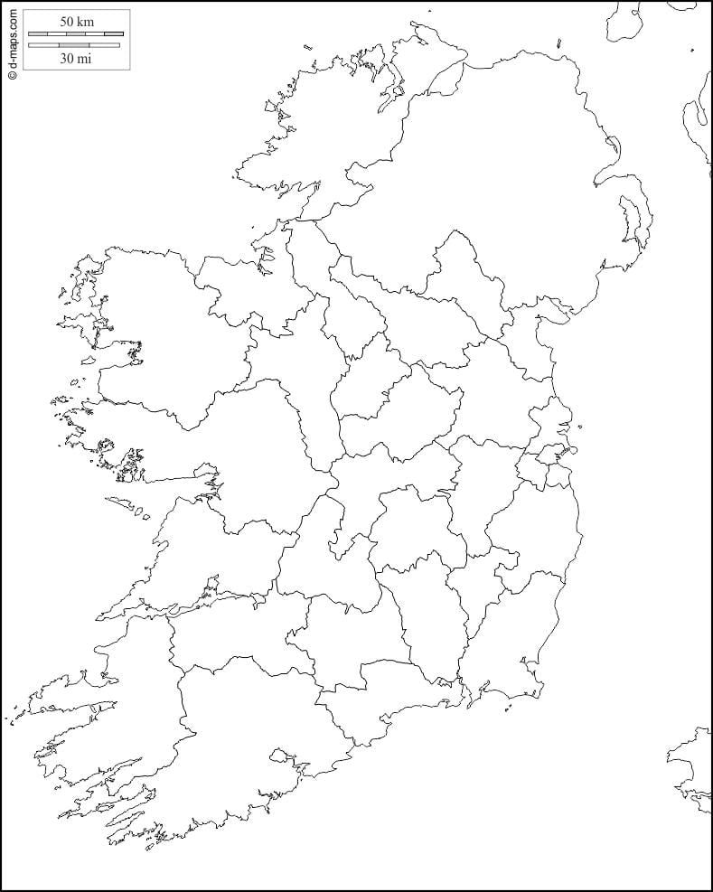 leere Karte von Irland mit county-Grenzen