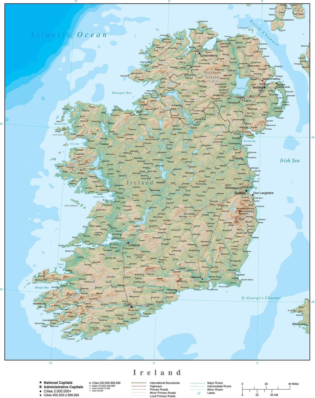 Karte von Irland Gelände 