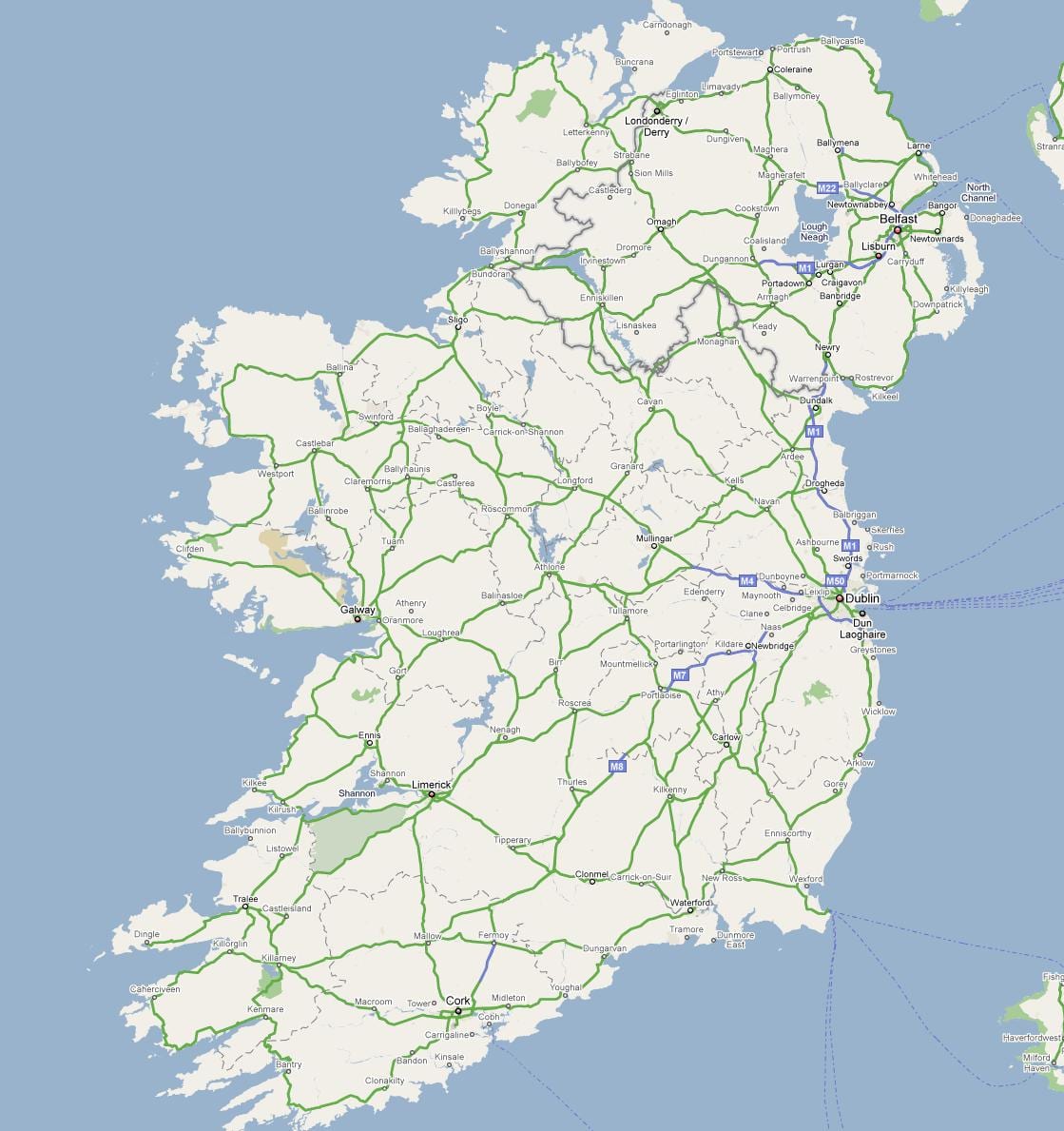 Karte von Irland highway