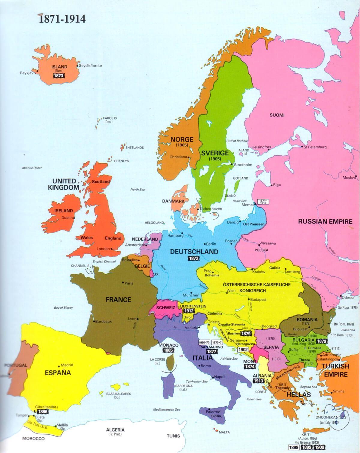 Karte von Irland und Europa