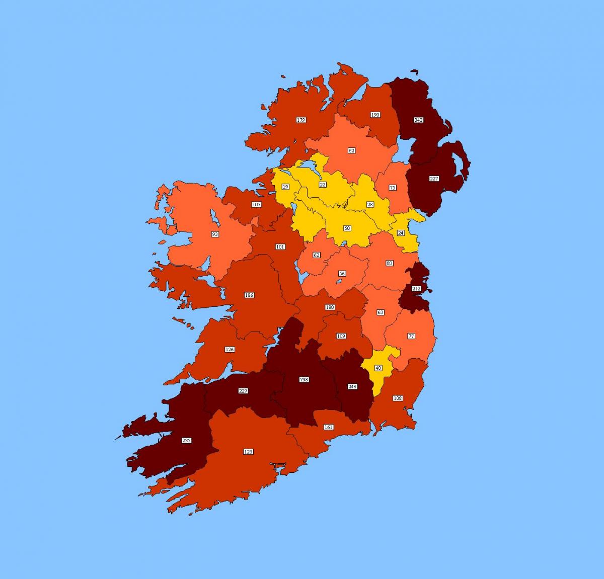 Karte von Irland Postleitzahl