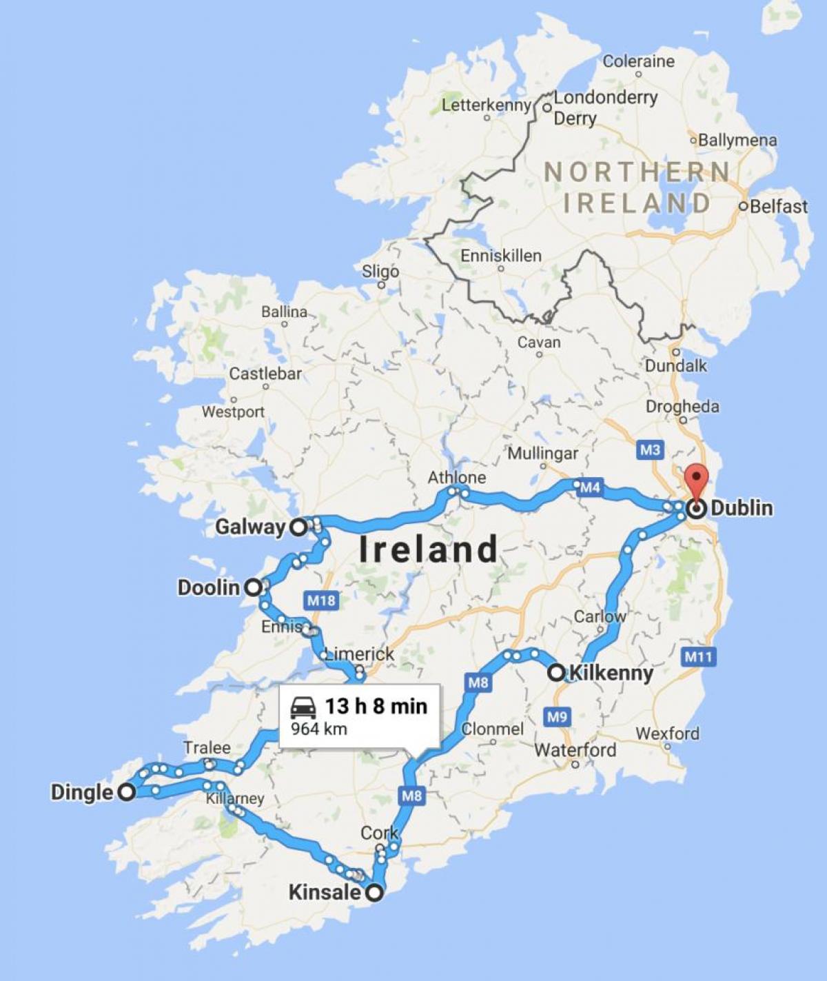 Karte von Irland-trip planner