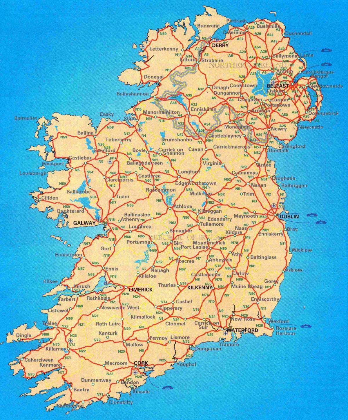 Kostenlose Straßenkarte von Irland