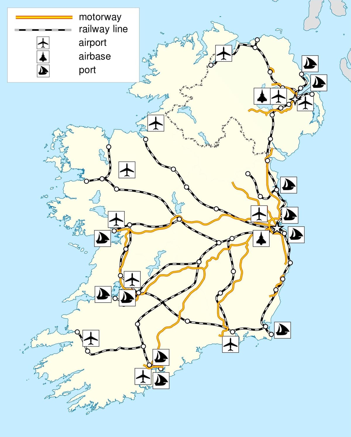 Karte von Irland Transport
