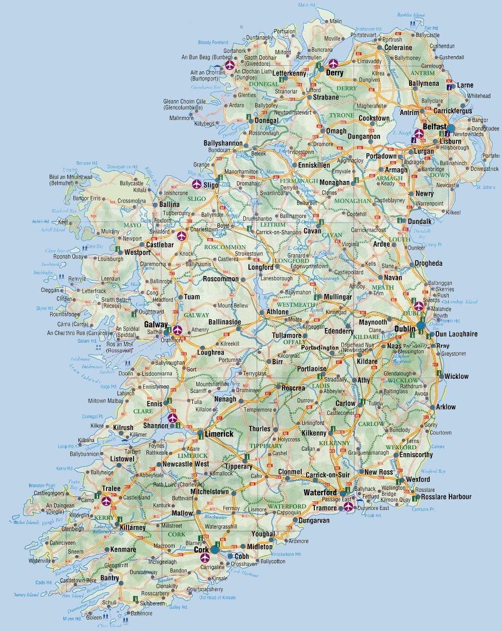 Karte von der Ostküste von Irland