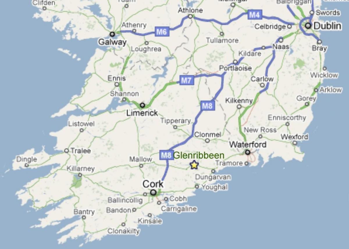 eine Karte des südlichen Irland