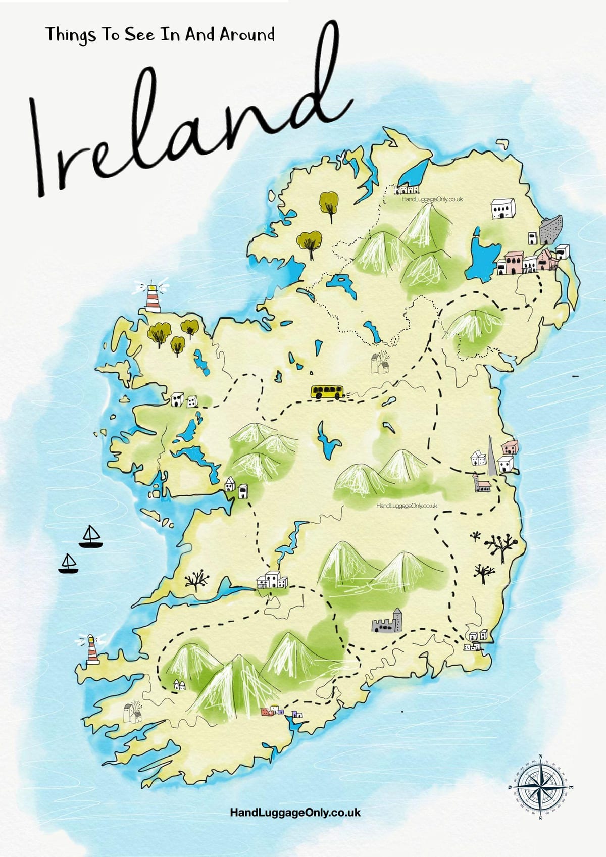 Karte der Orte zu besuchen, in Irland