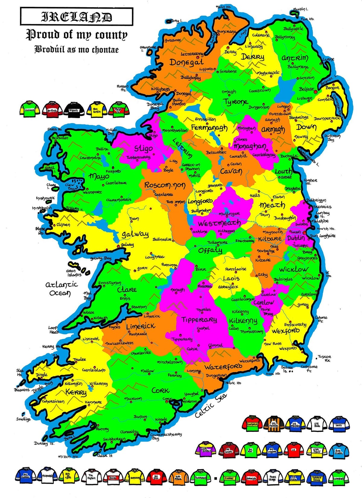 Karte von Irland für die Grundschule