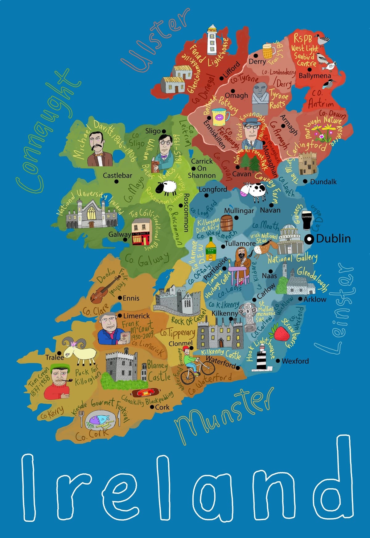 cartoon-Karte von Irland