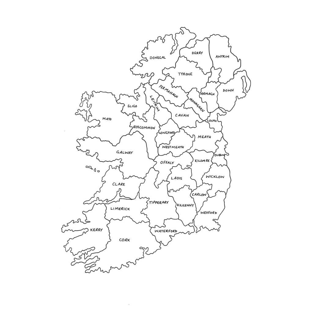 Karte, Kontur Karte, Irland