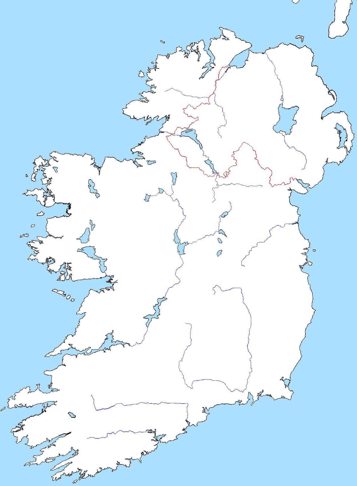Karte leer-Karte von Irland mit Flüssen