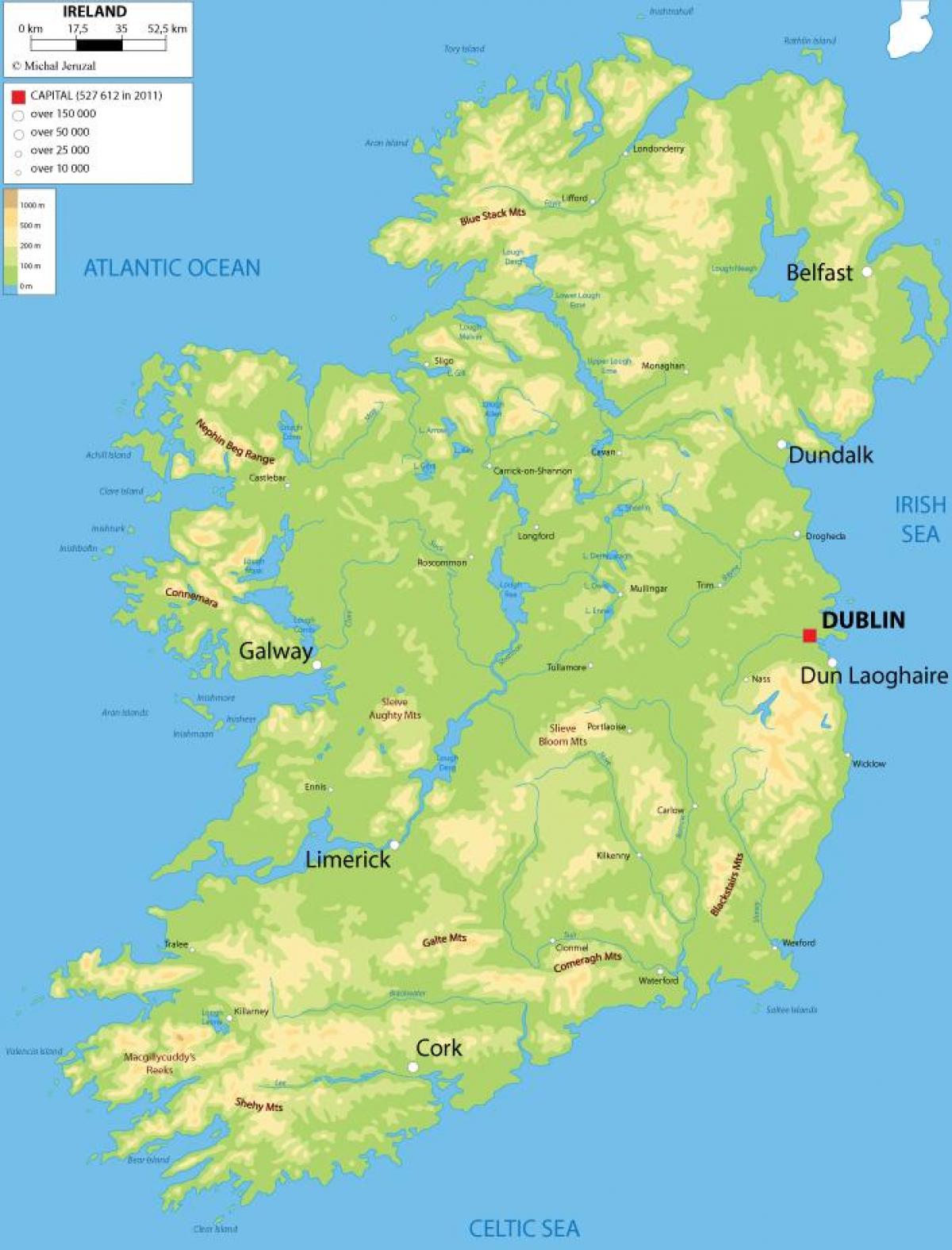 relief-Karte von Irland