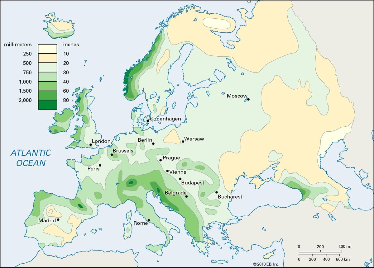 Niederschlag Landkarte Irland