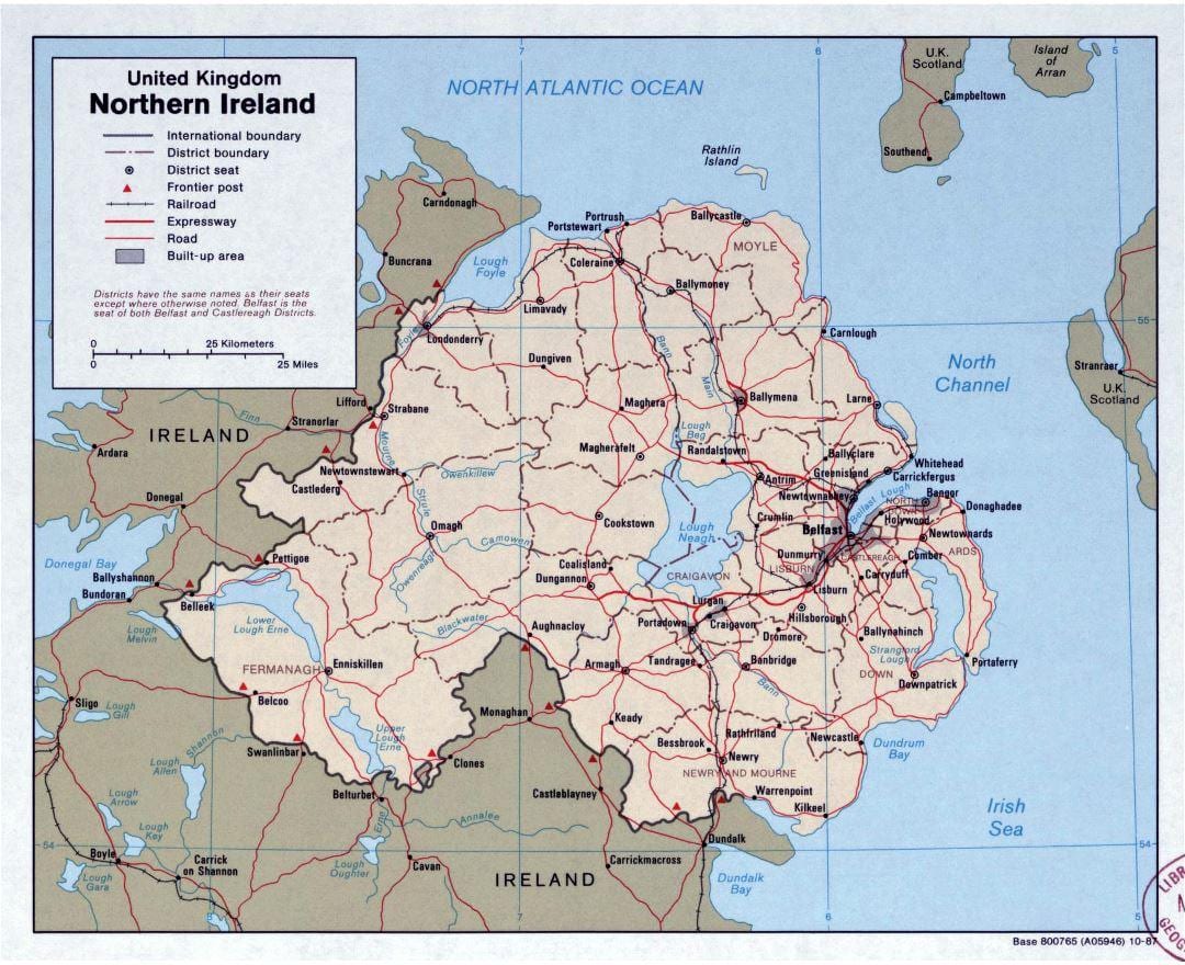 Landkarte road map von Irland und Nordirland