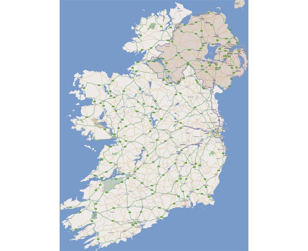 Landkarte road map des westlichen Irland