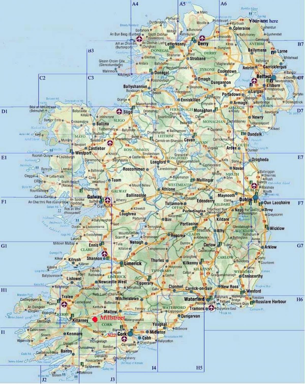 detaillierte Straßenkarte von Irland