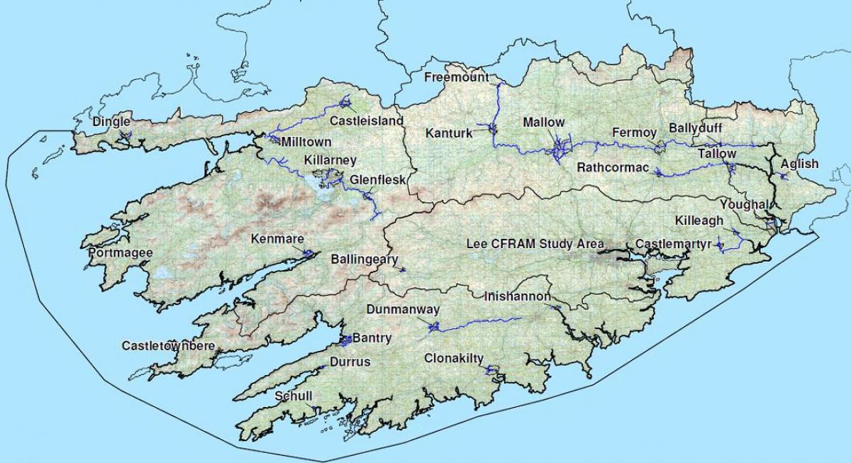 detaillierte Karte von Süd-west Irland