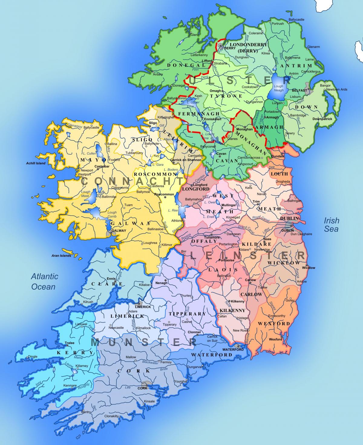 Irland Karte der touristischen Attraktionen