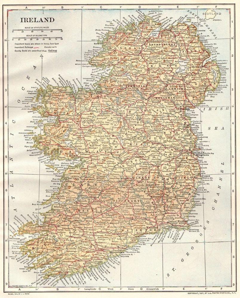 Irland vintage-Karte