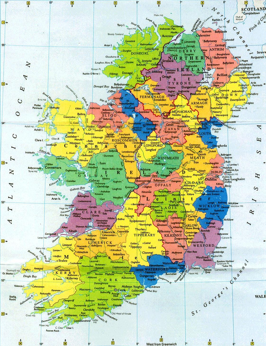 große Wand-Landkarte von Irland