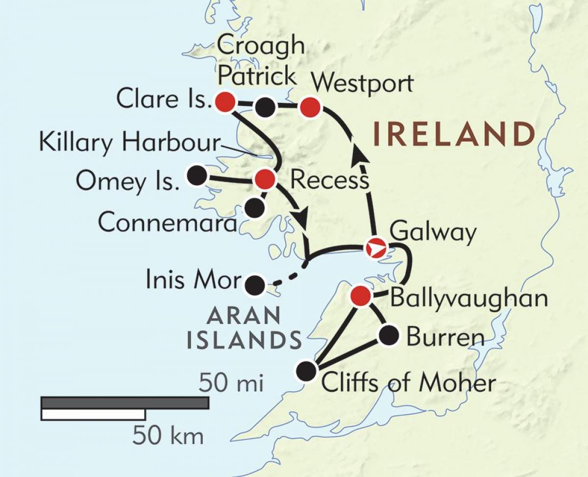 Karte der west-Küste von Irland 