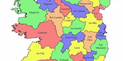 Karte von Irland mit county-Namen