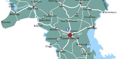 Karte von Grafschaft roscommon Irland