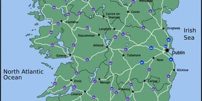 Karte von driving map of ireland Entfernung