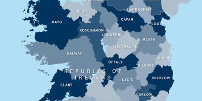 Karte von bearbeitbaren Karte von Irland