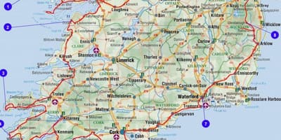 Karte Reise Irland