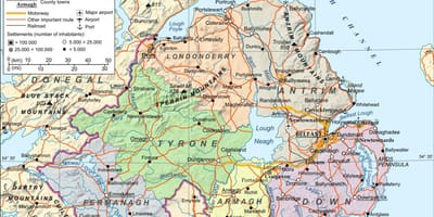Karte der Flughäfen in Nordirland