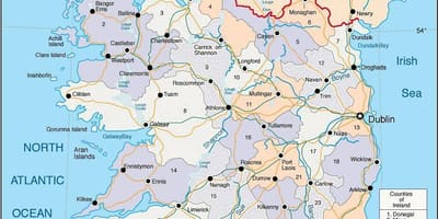 Karte von Irland öffentliche Verkehrsmittel