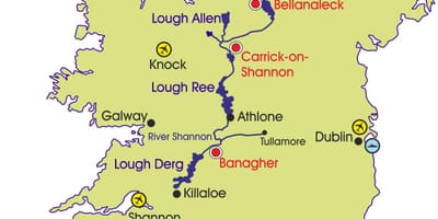Landkarte Irland Flüsse und Berge