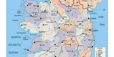 Karte von Irland mit Städten