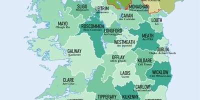 Karte des südlichen Irland, Landkreise
