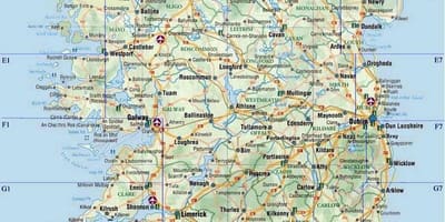 Detaillierte Karte von Süd-Irland